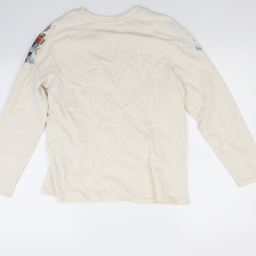 Avon Womens Ivory Floral  Pullover Sweatshirt Size 10
