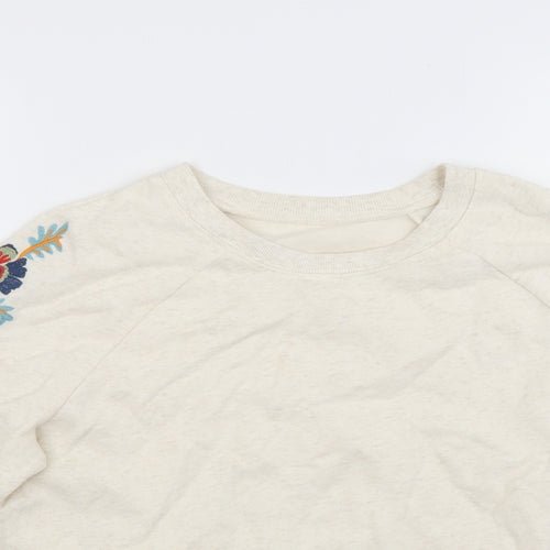 Avon Womens Ivory Floral  Pullover Sweatshirt Size 10