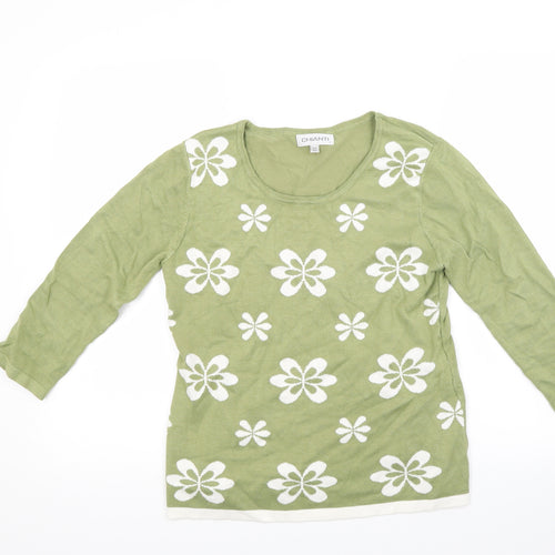 Chianti Womens Green Floral  Pullover Jumper Size S