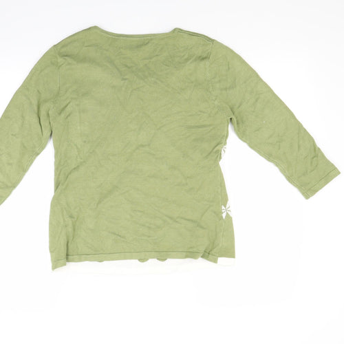 Chianti Womens Green Floral  Pullover Jumper Size S