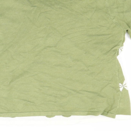Chianti Womens Green Floral  Pullover Jumper Size S