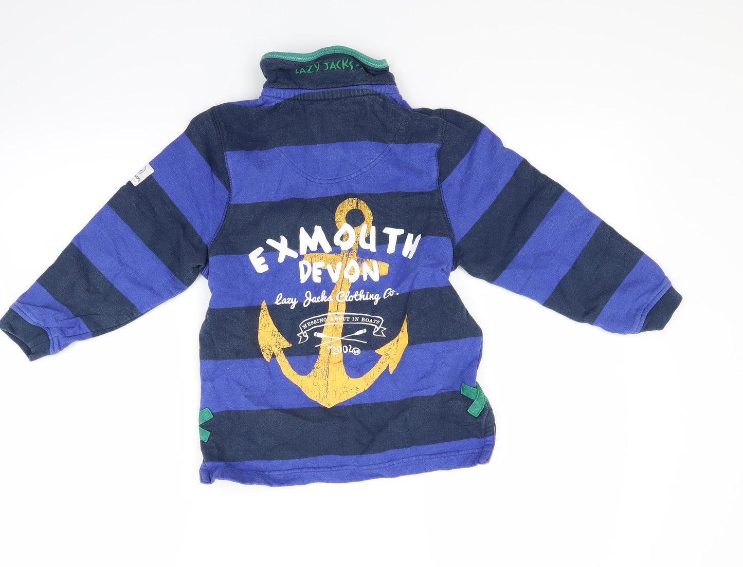 Lazy Jacks Boys Blue Striped  Pullover Sweatshirt Size 5-6 Years