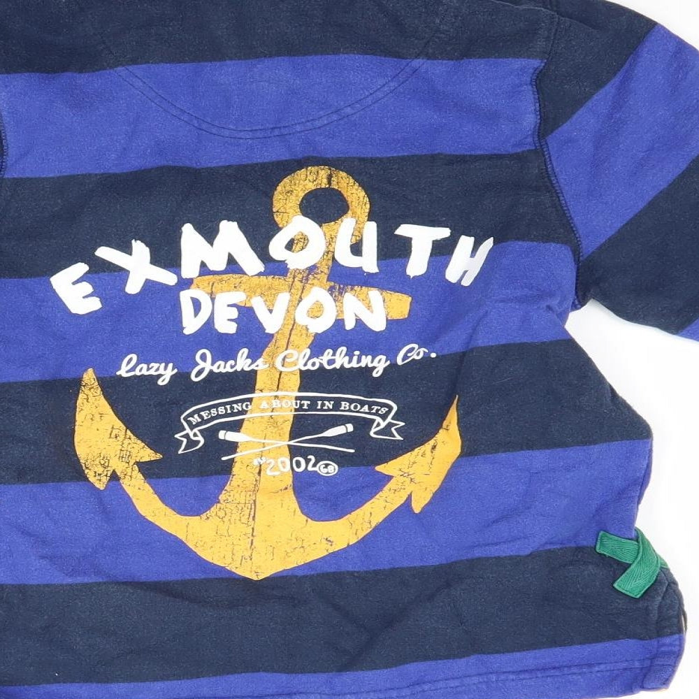 Lazy Jacks Boys Blue Striped  Pullover Sweatshirt Size 5-6 Years