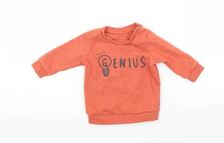 F&F Boys Orange   Pullover Jumper Size 0-3 Months  - Genius