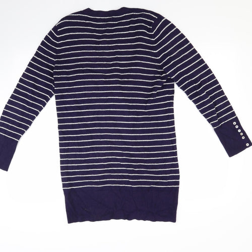 Linea Womens Blue Striped  Cardigan Jumper Size L