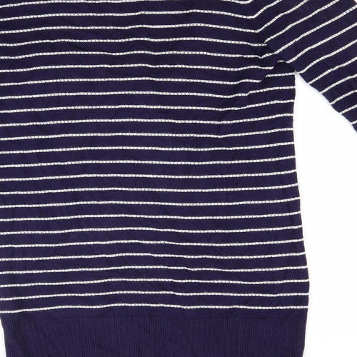 Linea Womens Blue Striped  Cardigan Jumper Size L