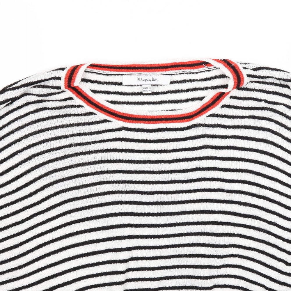 Simply Be Womens White Striped  Pullover Jumper Size 28