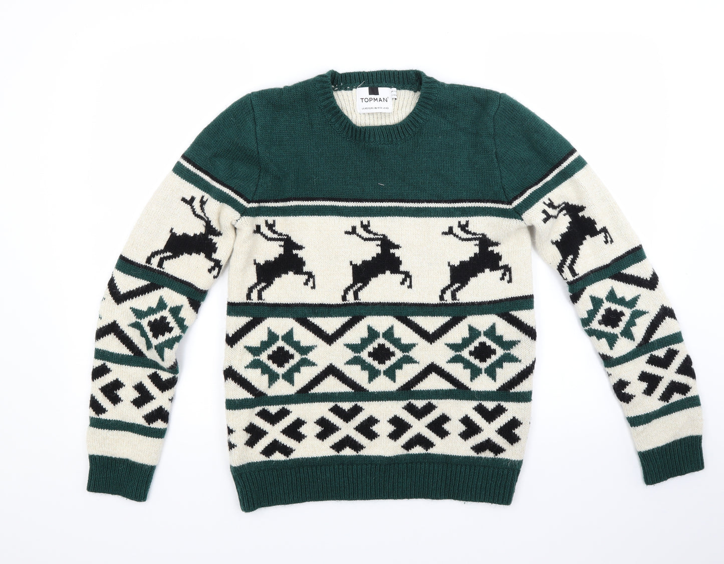 Topman Mens Ivory   Pullover Jumper Size XS  - Christmas  Jumper