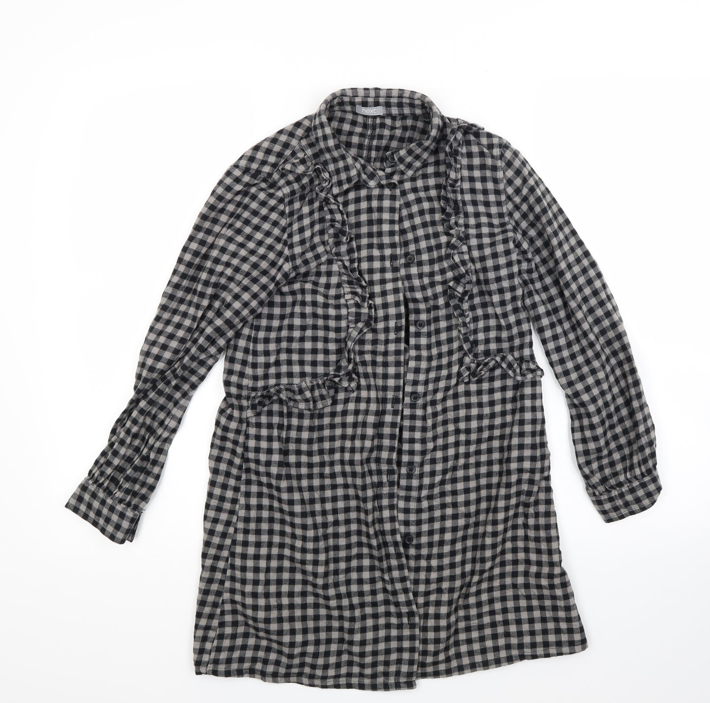 NEXT Girls Grey Check  Shirt Dress  Size 10 Years
