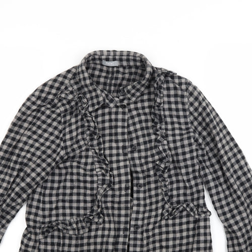 NEXT Girls Grey Check  Shirt Dress  Size 10 Years