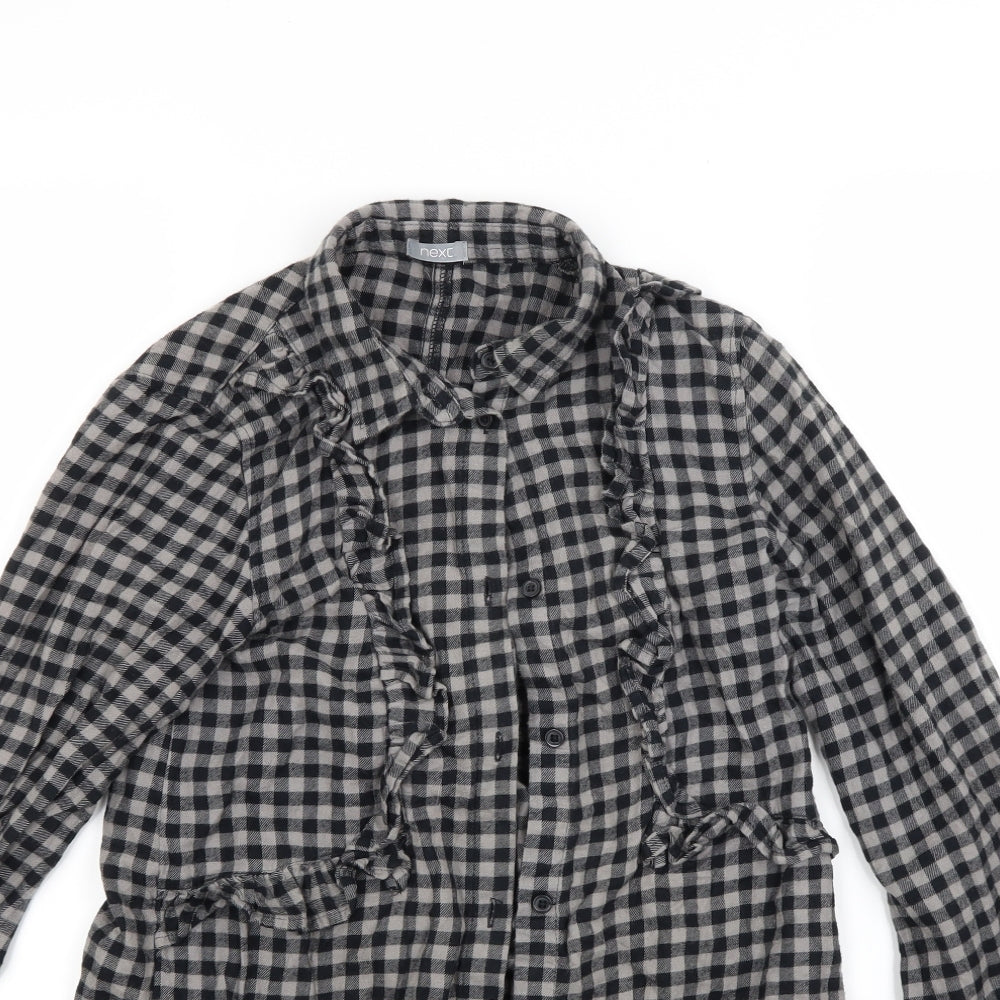 NEXT Girls Grey Check  Shirt Dress  Size 10 Years