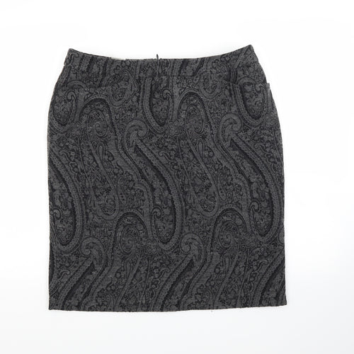 Alex & Co Womens Grey Paisley  A-Line Skirt Size 14