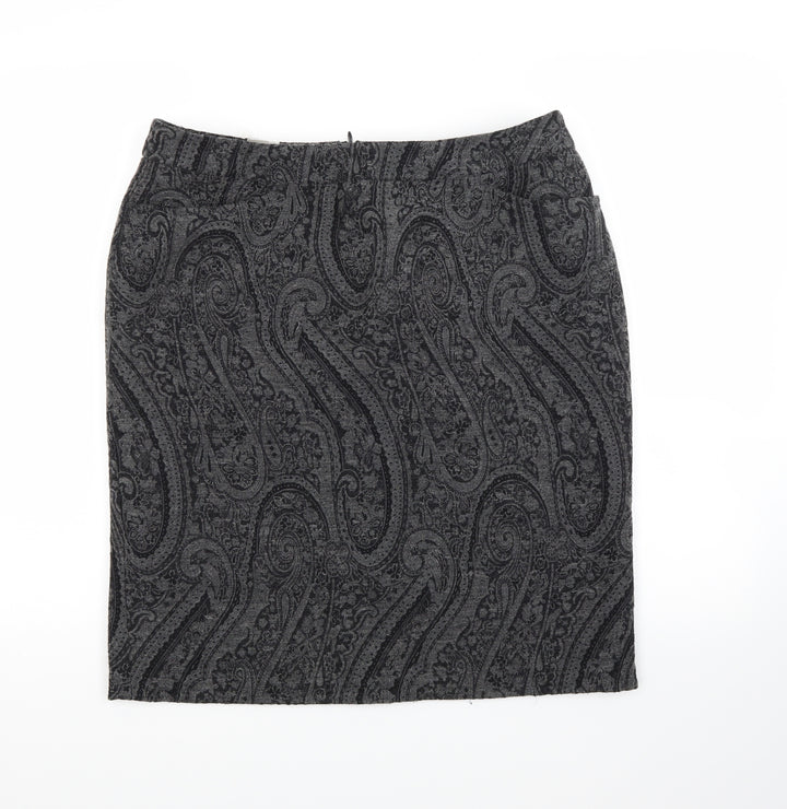Alex & Co Womens Grey Paisley A-Line Skirt Size 14