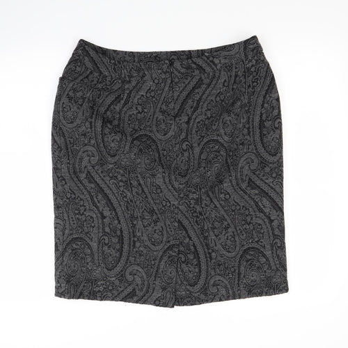 Alex & Co Womens Grey Paisley  A-Line Skirt Size 14