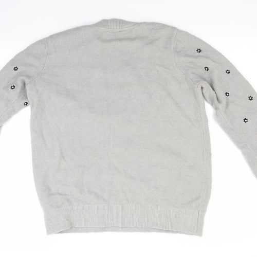 Amara Womens Grey Floral  Pullover Jumper Size 8