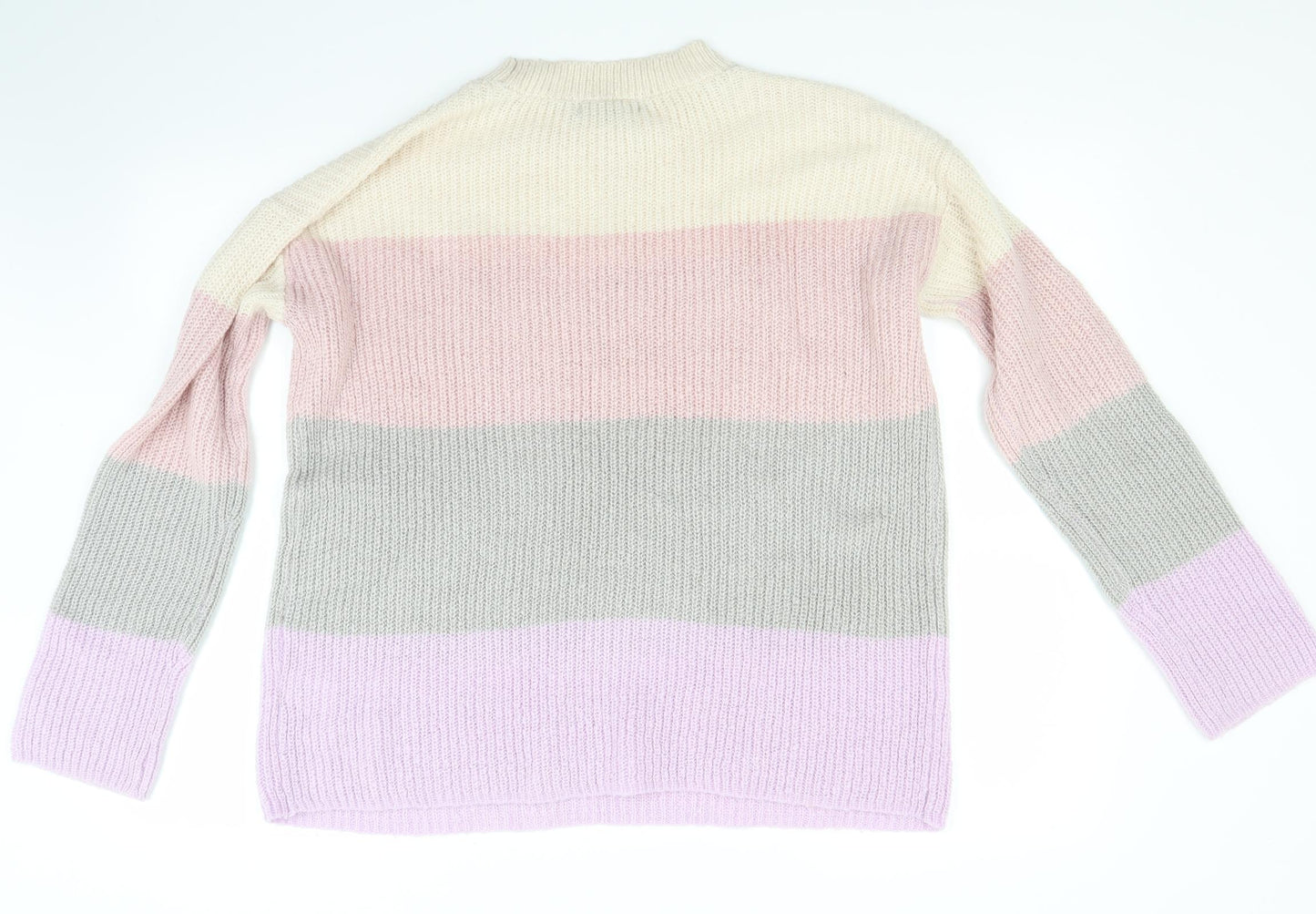 Primark Womens White Striped  Pullover Jumper Size M