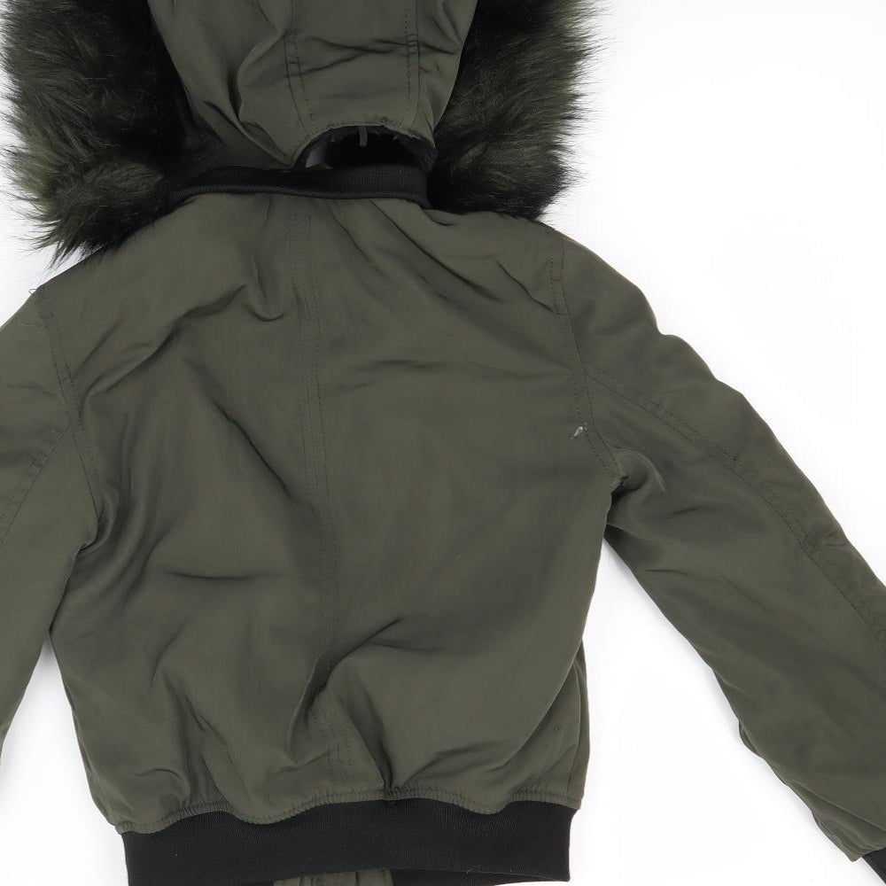 River Island Girls Green   Bomber Jacket Coat Size 7-8 Years
