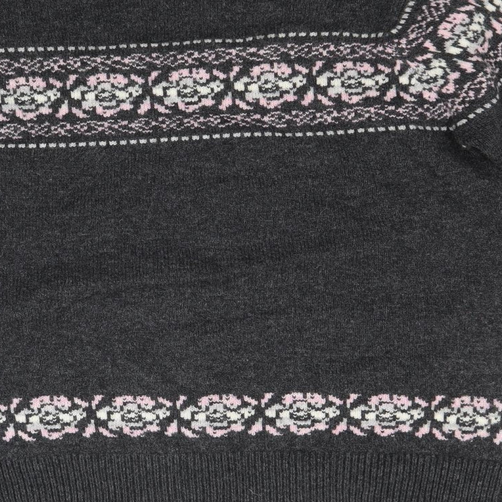 Country Collection Womens Grey Floral  Pullover Jumper Size M