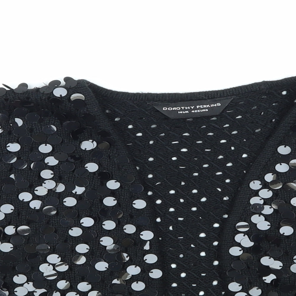 Dorothy Perkins Womens Black   Cardigan Jumper Size 14  - Sparkly
