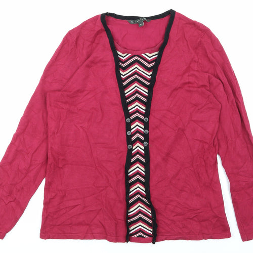 Love knitwear Womens Pink Striped  Basic T-Shirt Size 14