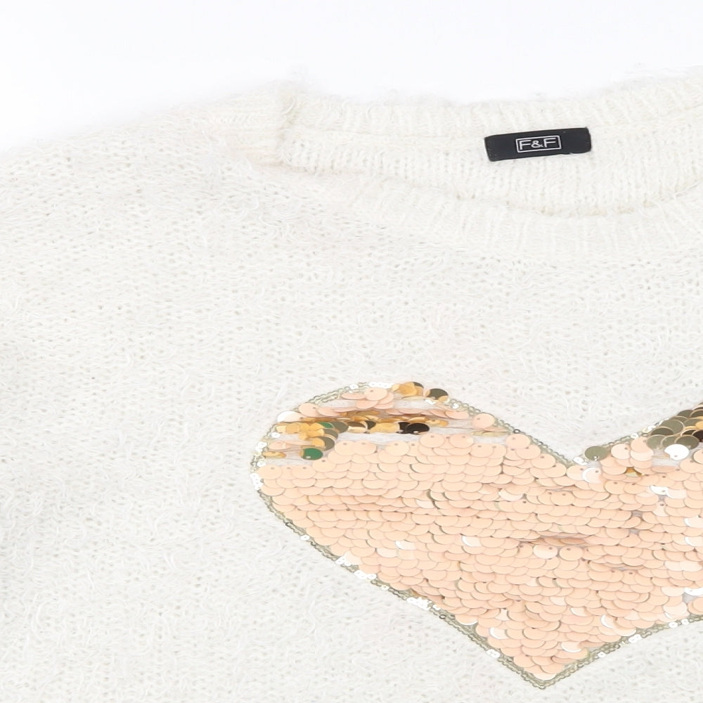 F&F Womens White   Pullover Jumper Size 12