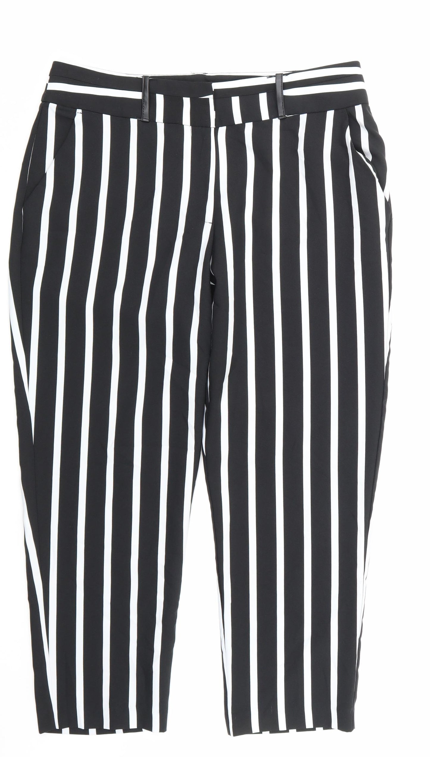 Peacocks Womens Black Striped  Trousers  Size 12