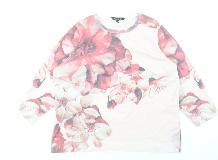 Bonmarché Womens Pink Floral  Basic T-Shirt Size 16