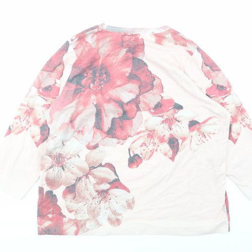 Bonmarché Womens Pink Floral  Basic T-Shirt Size 16