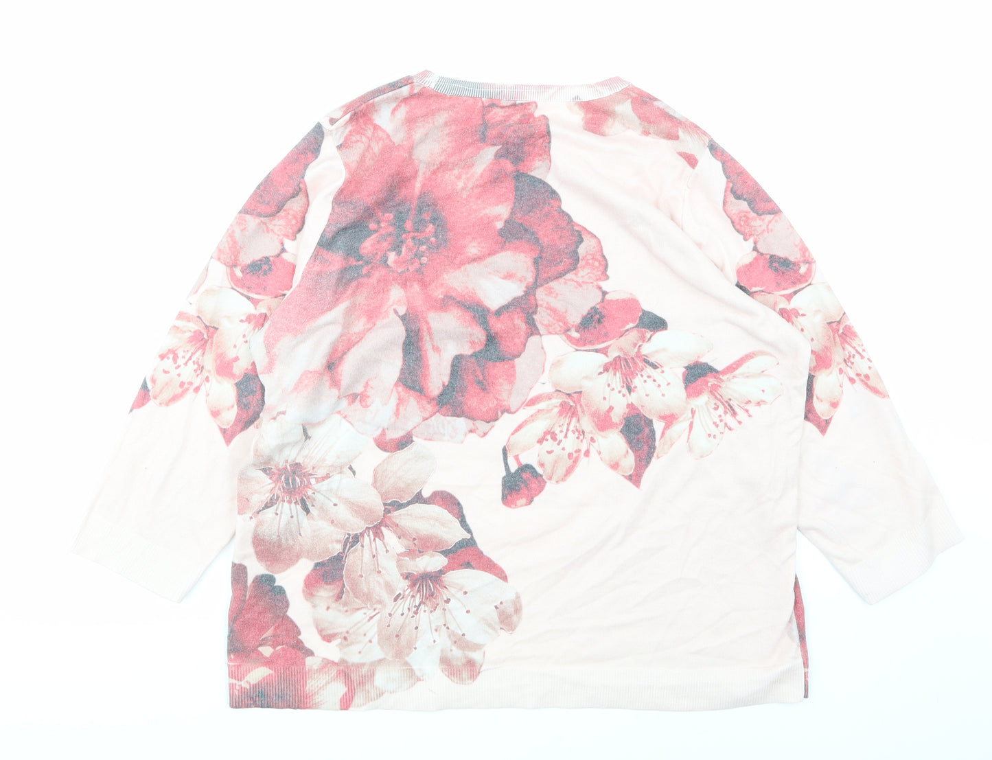 Bonmarché Womens Pink Floral  Basic T-Shirt Size 16