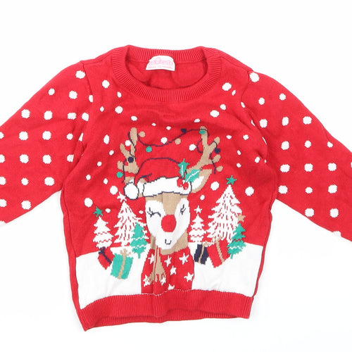 So Cute Girls Red Polka Dot  Pullover Jumper Size 12-18 Months