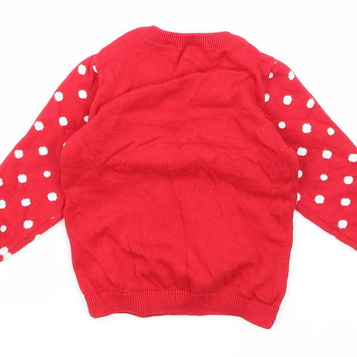 So Cute Girls Red Polka Dot  Pullover Jumper Size 12-18 Months