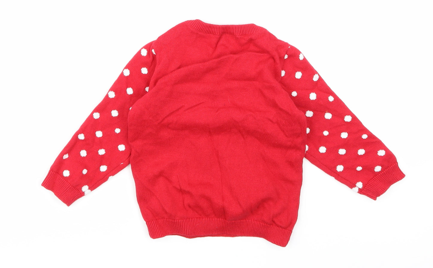 So Cute Girls Red Polka Dot  Pullover Jumper Size 12-18 Months