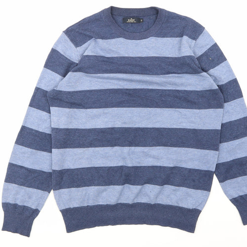 Easy Mens Blue Striped  Pullover Sweatshirt Size M