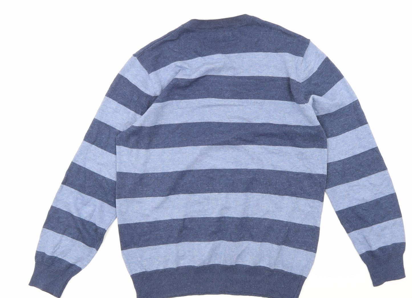 Easy Mens Blue Striped  Pullover Sweatshirt Size M