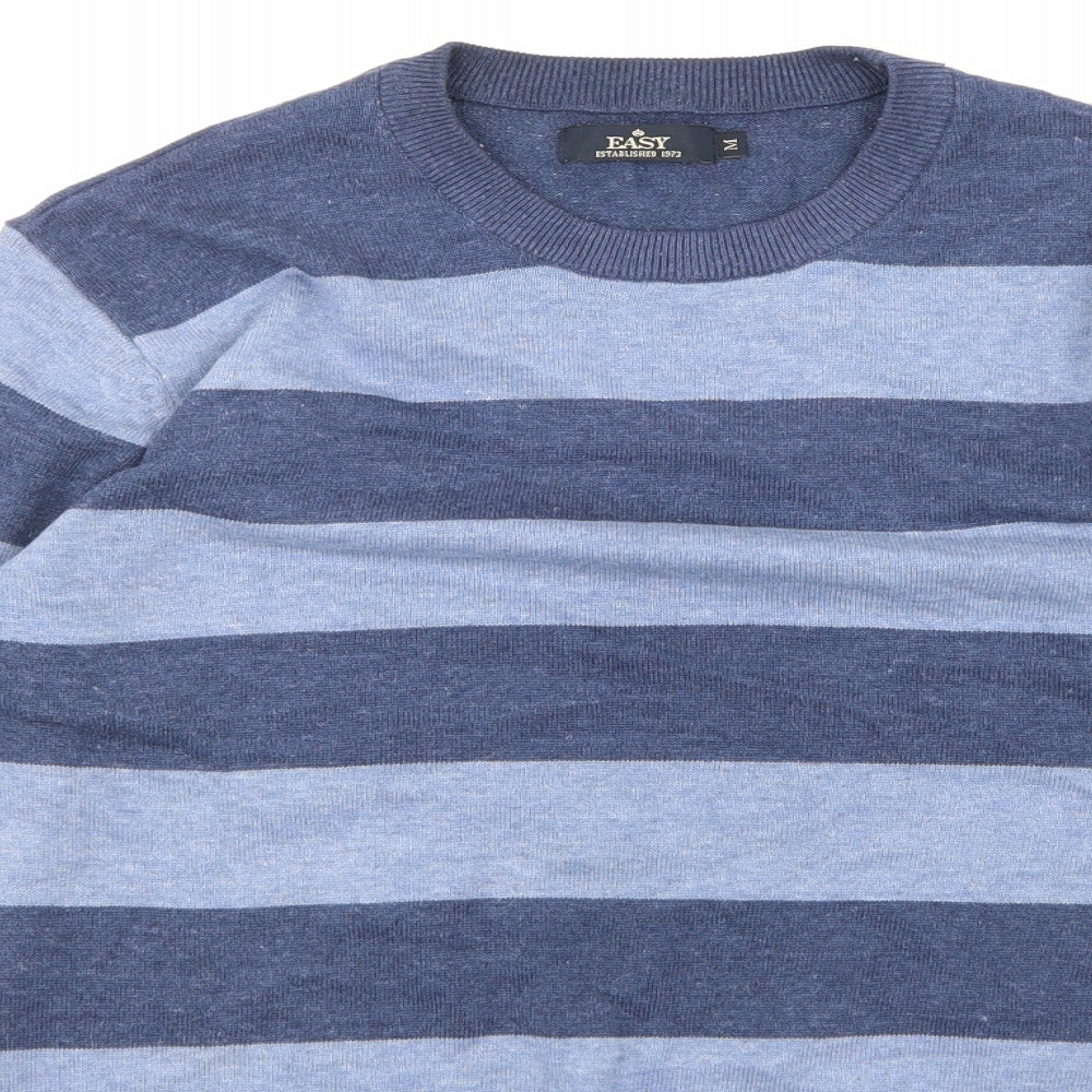 Easy Mens Blue Striped  Pullover Sweatshirt Size M