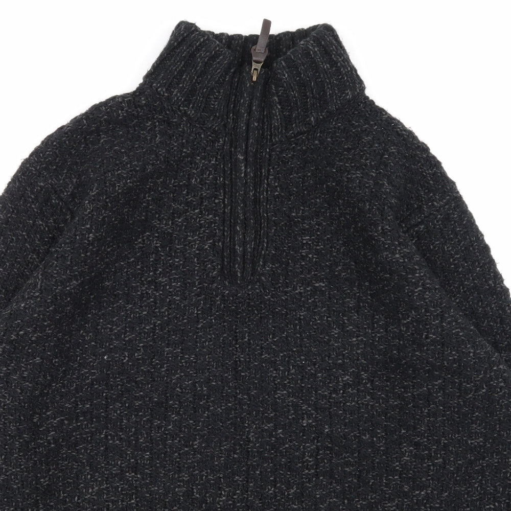 BHS Mens Black   Pullover Sweatshirt Size L  - half zip