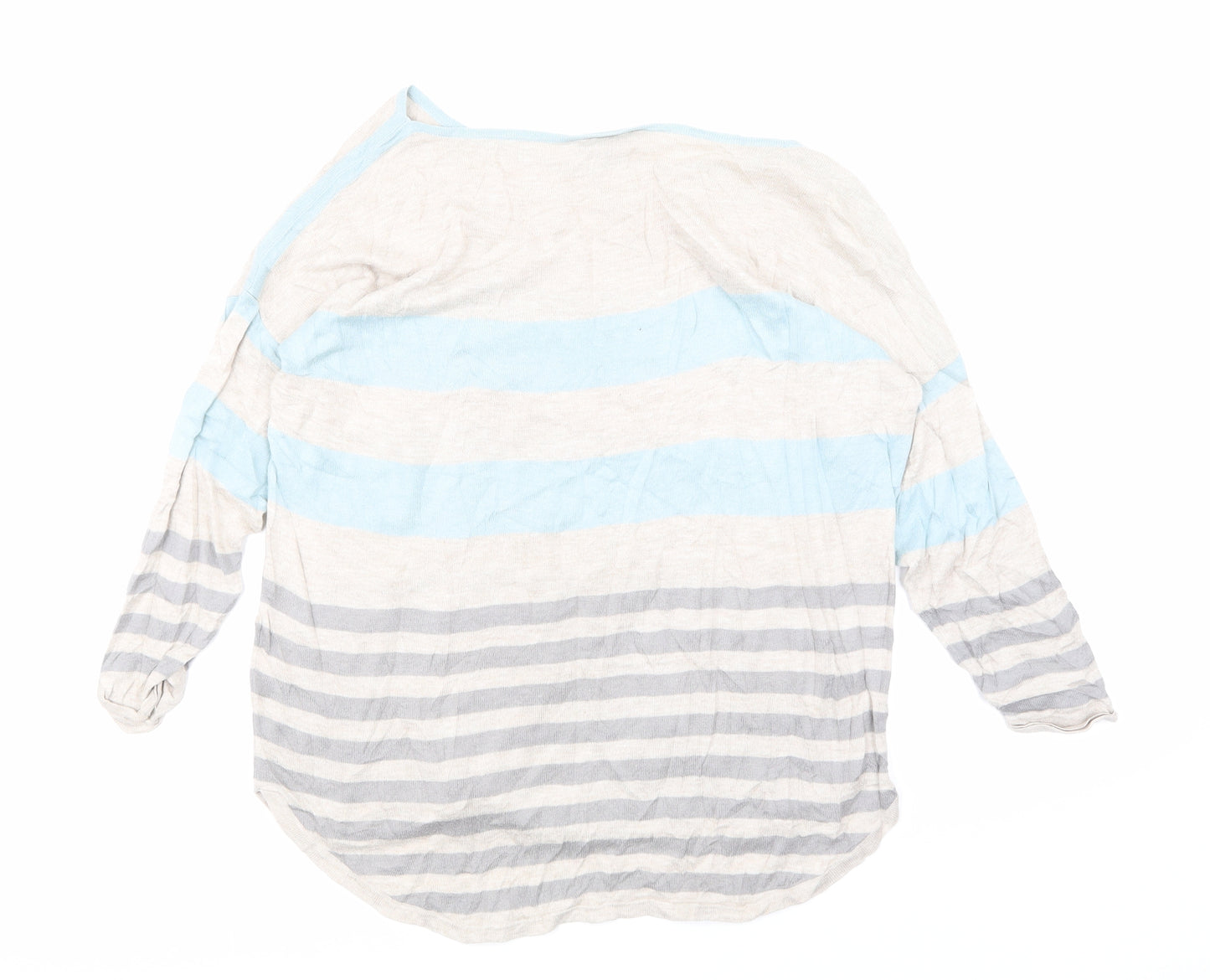 WAREHOSUE Womens Beige Striped  Basic T-Shirt Size 12