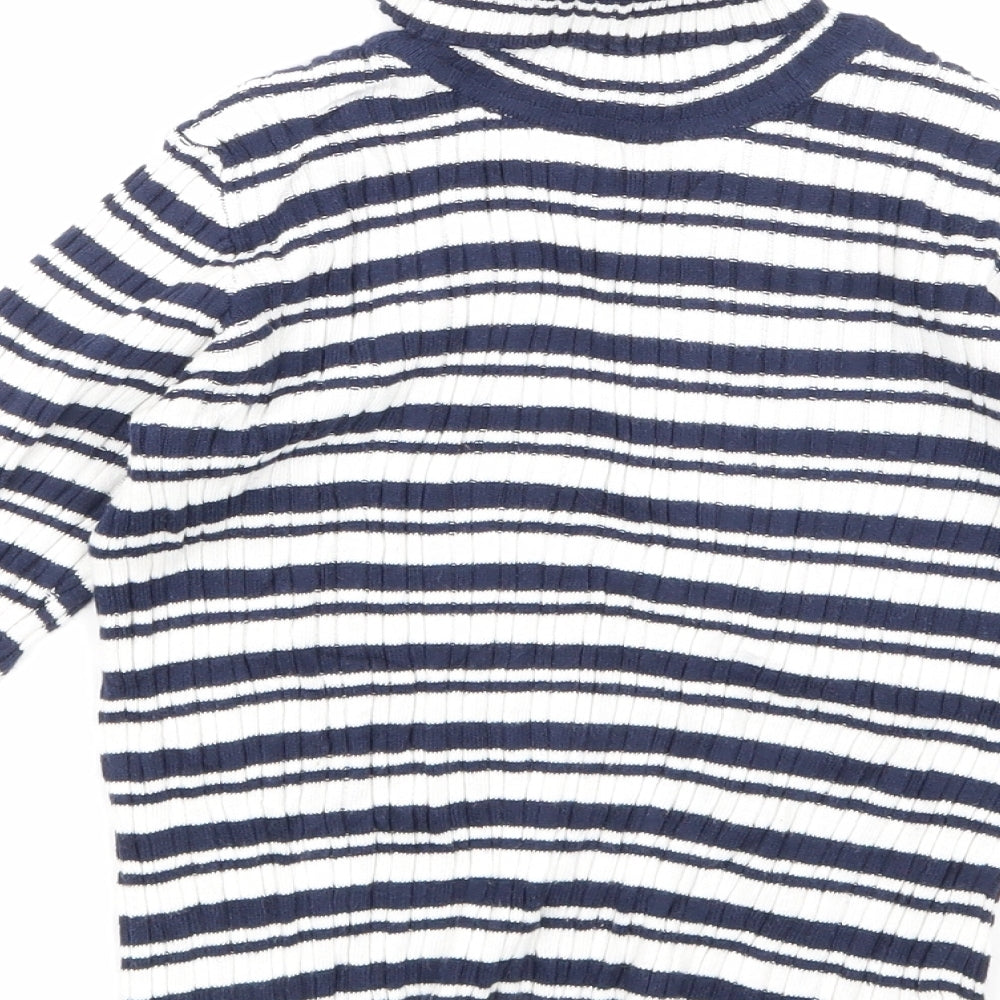 Nutmeg Girls Blue Striped  Basic T-Shirt Size 7-8 Years
