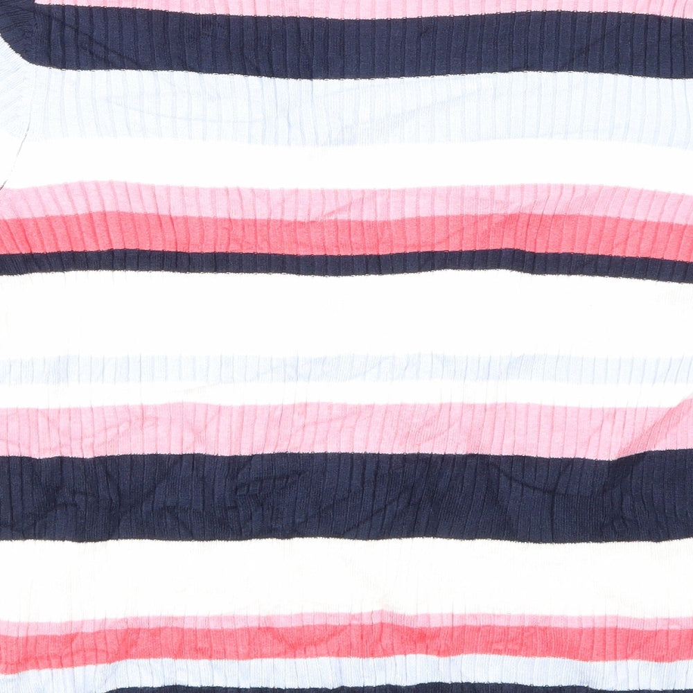 Marks and Spencer Womens White Striped  Basic T-Shirt Size 12