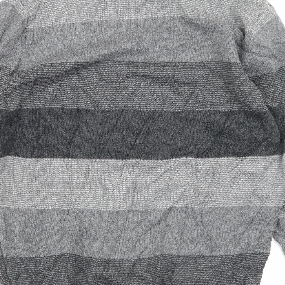Maine Mens Grey Striped  Pullover Jumper Size M
