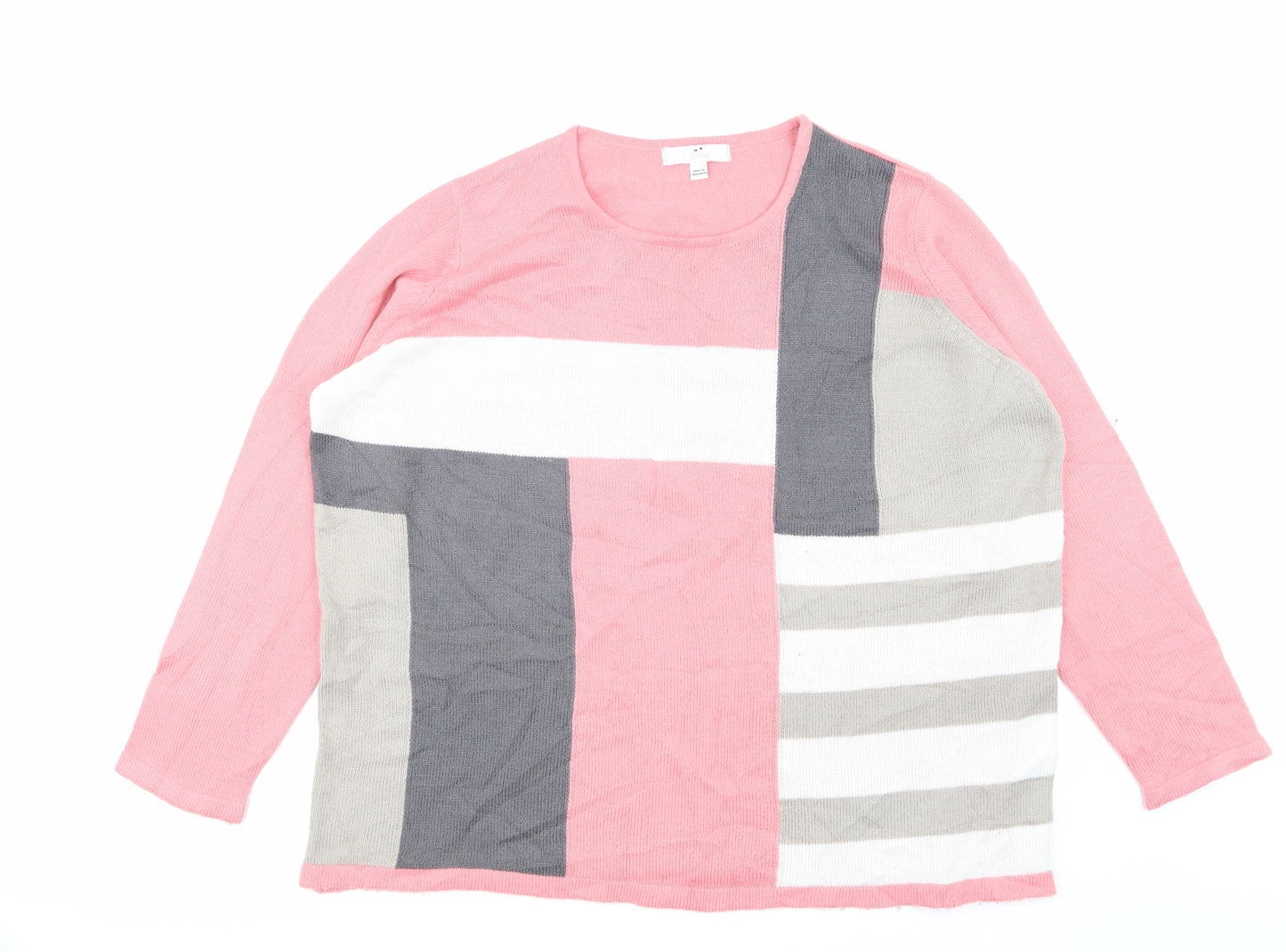 Julipa Womens Pink Striped  Pullover Jumper Size 2