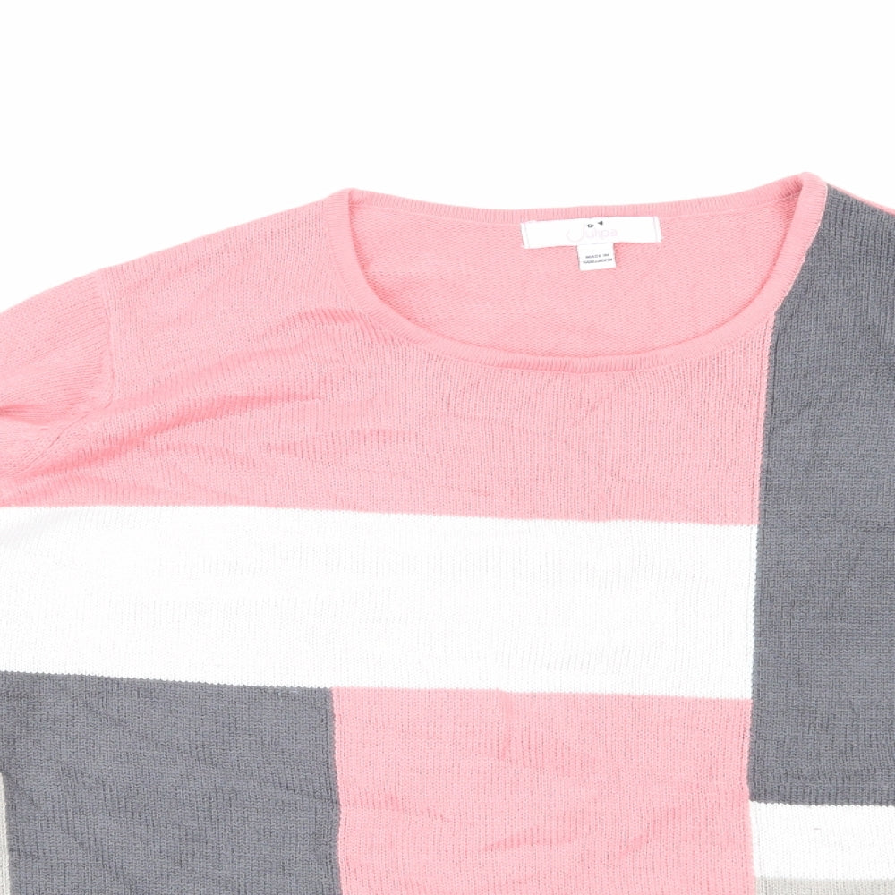 Julipa Womens Pink Striped  Pullover Jumper Size 2