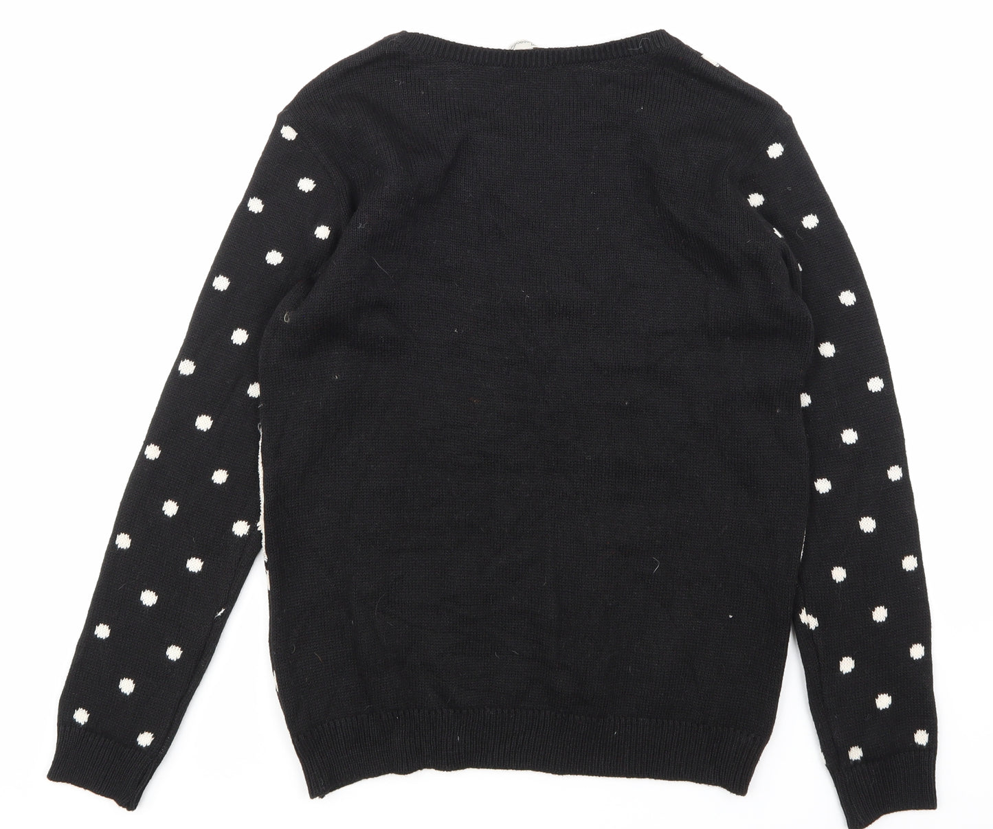 Peacocks Womens Black Animal Print  Pullover Jumper Size M  - chrstmas jumper