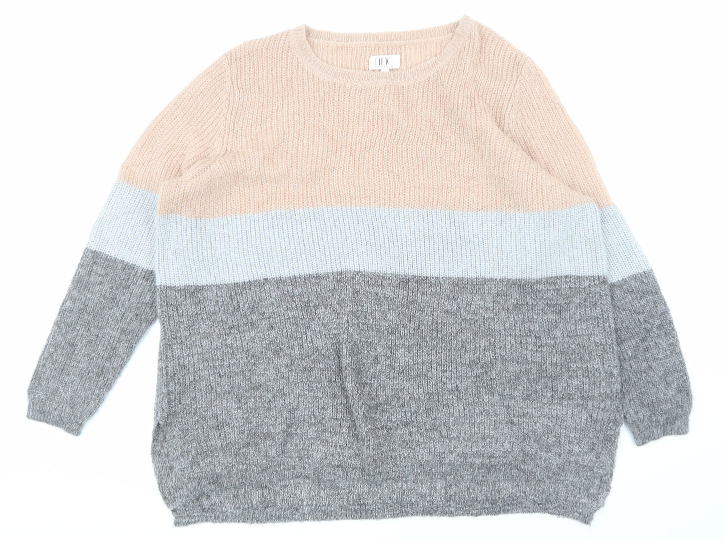 nine Womens Grey Striped  Pullover Jumper Size 20