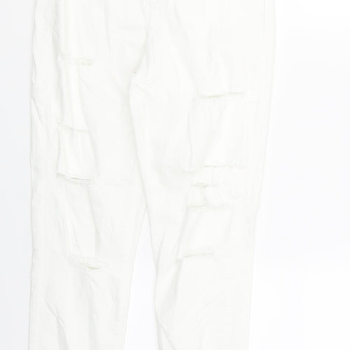 Topshop Womens White   Skinny Jeans Size 28 in L32 in - Ripped distressed Look