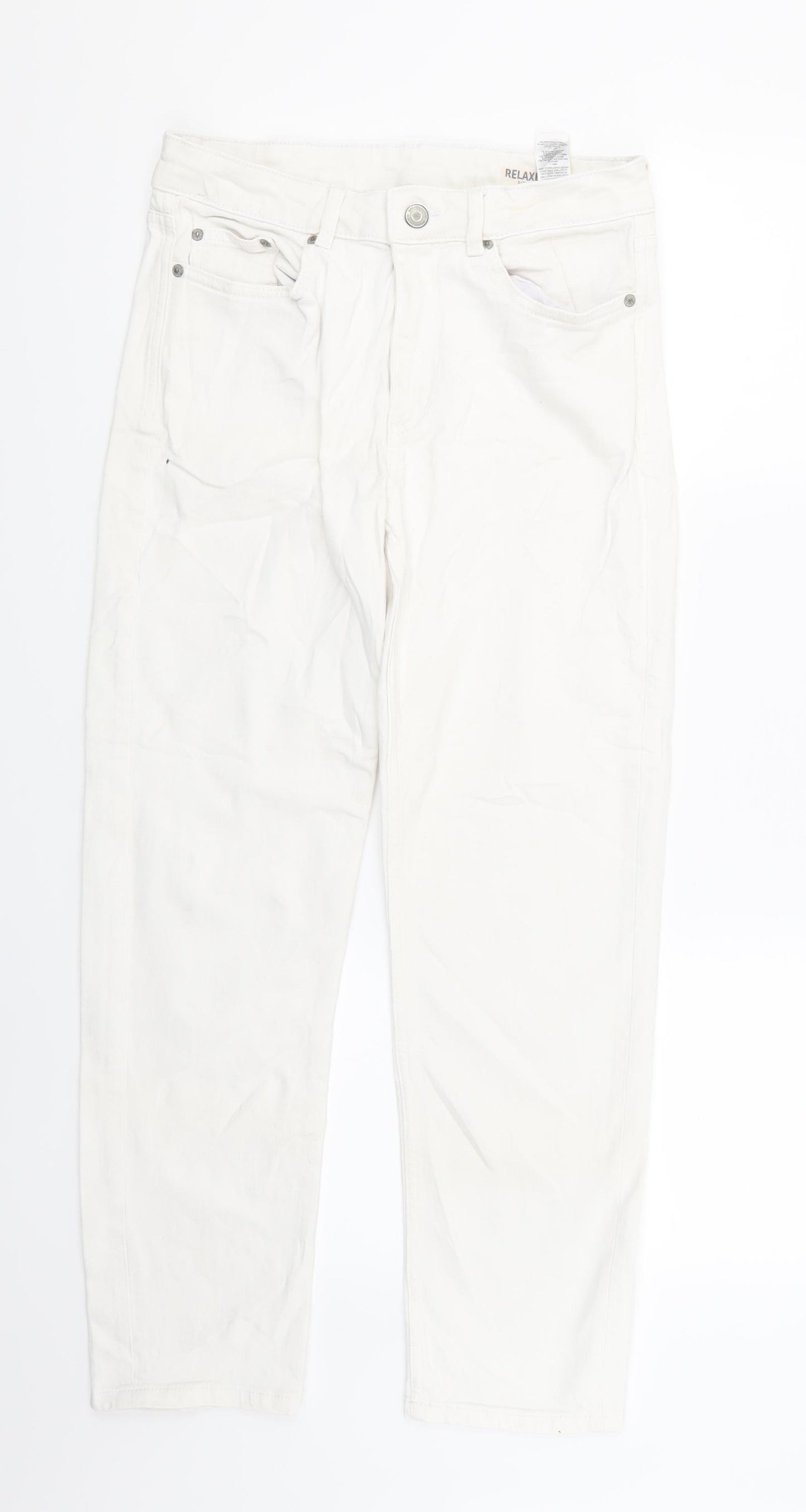 Marks and Spencer Womens White  Denim Straight Jeans Size 8