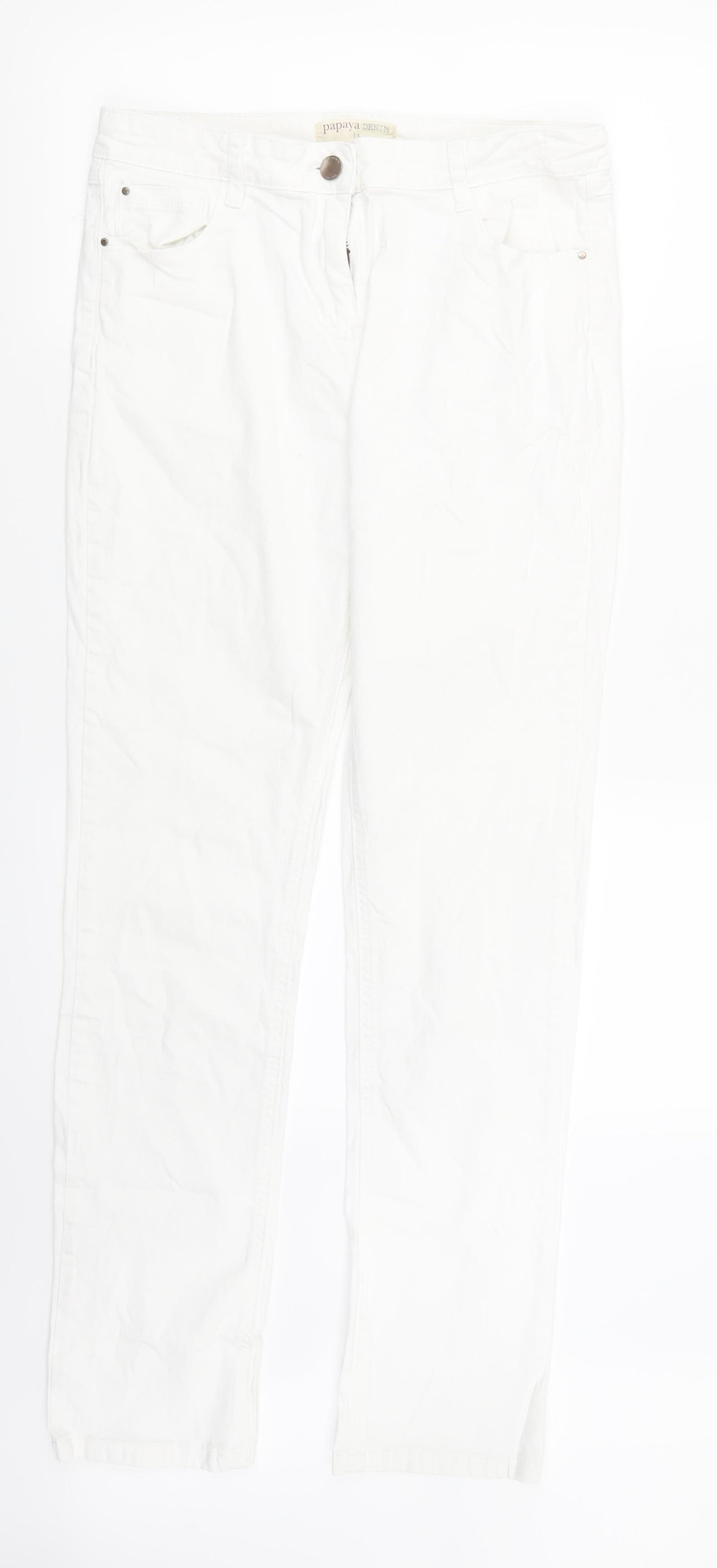 Papaya Womens White  Denim Skinny Jeans Size 14