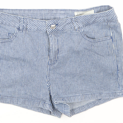 365 Denim Womens Blue Striped Denim Hot Pants Shorts Size 12