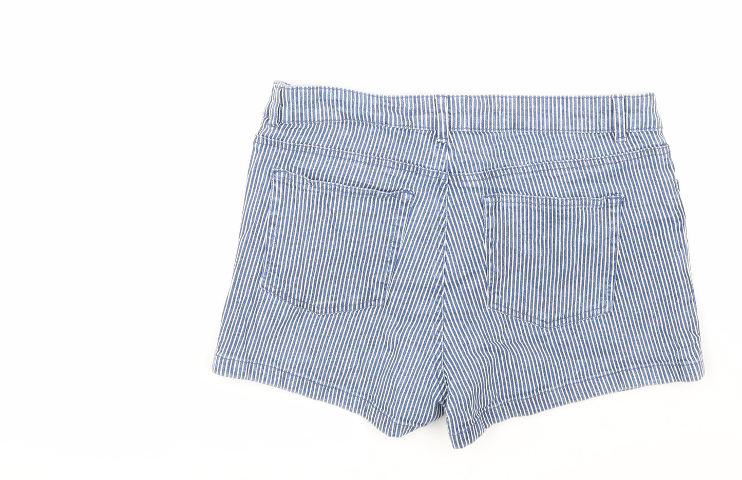 365 Denim Womens Blue Striped Denim Hot Pants Shorts Size 12