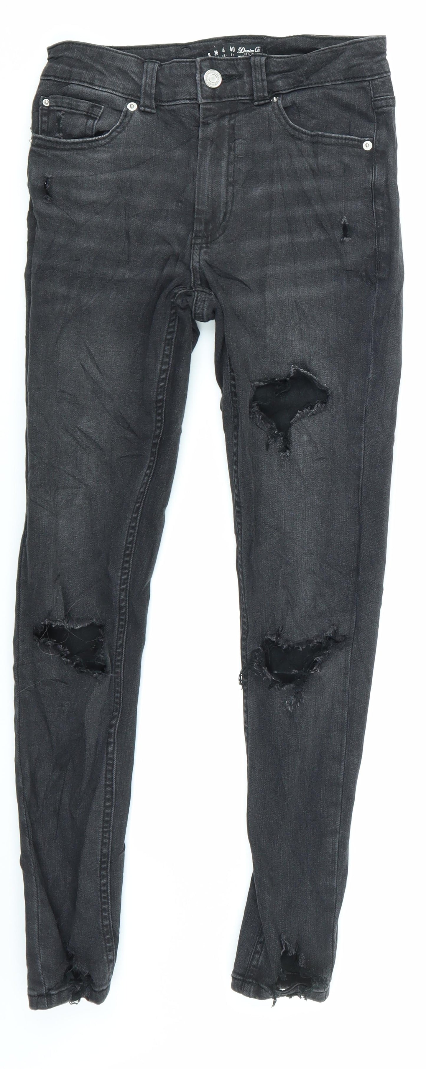 Denim & co Womens Black  Denim Skinny Jeans Size 8  - Ripped distressed Look